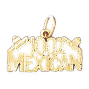One Hundred Per Cent Mexican Pendant Necklace Charm Bracelet in Yellow, White or Rose Gold 10456