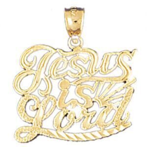 Jesus Is Lord Pendant Necklace Charm Bracelet in Yellow, White or Rose Gold 10462