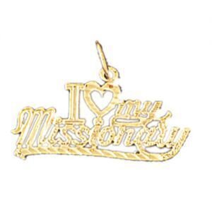 I Love My Missionary Pendant Necklace Charm Bracelet in Yellow, White or Rose Gold 10469