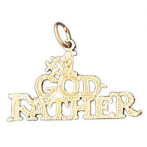 Number One God-Father Pendant Necklace Charm Bracelet in Yellow, White or Rose Gold 10472
