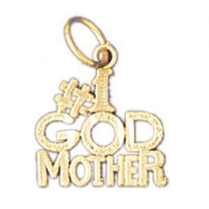 Number One Godmother Pendant Necklace Charm Bracelet in Yellow, White or Rose Gold 10473