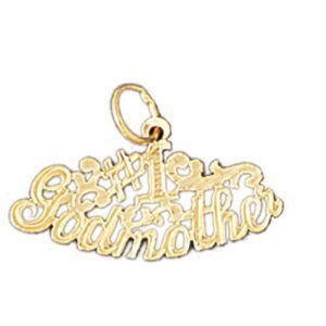 Number One Godmother Pendant Necklace Charm Bracelet in Yellow, White or Rose Gold 10475