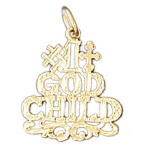 Number One Godchild Pendant Necklace Charm Bracelet in Yellow, White or Rose Gold 10477