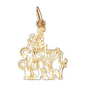 Number One Sister In Law Pendant Necklace Charm Bracelet in Yellow, White or Rose Gold 10483