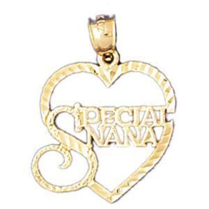 Special Nana Pendant Necklace Charm Bracelet in Yellow, White or Rose Gold 10486