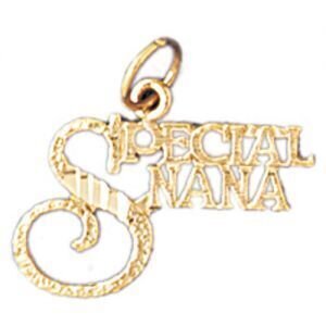 Special Nana Pendant Necklace Charm Bracelet in Yellow, White or Rose Gold 10487