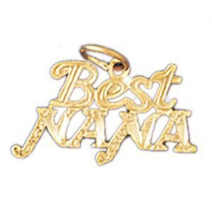 Best Nana Pendant Necklace Charm Bracelet in Yellow, White or Rose Gold 10491