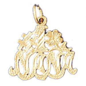 Number One Nana Pendant Necklace Charm Bracelet in Yellow, White or Rose Gold 10495
