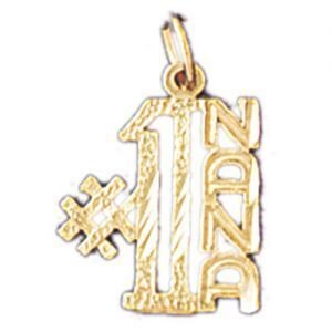 Number One Nana Pendant Necklace Charm Bracelet in Yellow, White or Rose Gold 10497