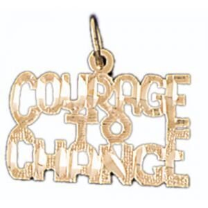 Courage To Change Pendant Necklace Charm Bracelet in Yellow, White or Rose Gold 10503