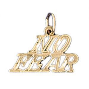 No Fear Pendant Necklace Charm Bracelet in Yellow, White or Rose Gold 10515