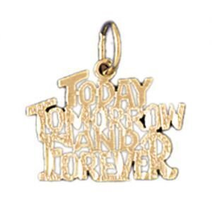Today Tomorrow And Forever Pendant Necklace Charm Bracelet in Yellow, White or Rose Gold 10518