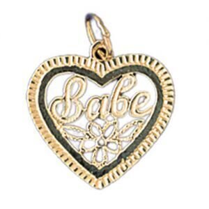 Babe Pendant Necklace Charm Bracelet in Yellow, White or Rose Gold 10522