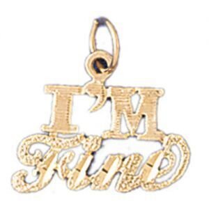 I Am Fine Pendant Necklace Charm Bracelet in Yellow, White or Rose Gold 10526