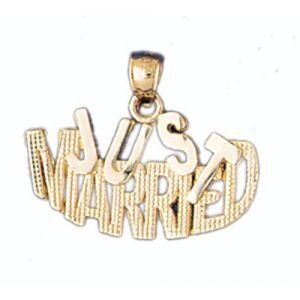 Just Married Pendant Necklace Charm Bracelet in Yellow, White or Rose Gold 10550