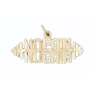 No Pain No Gain Pendant Necklace Charm Bracelet in Yellow, White or Rose Gold 10554