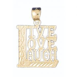 Live Love Laugh Pendant Necklace Charm Bracelet in Yellow, White or Rose Gold 10563