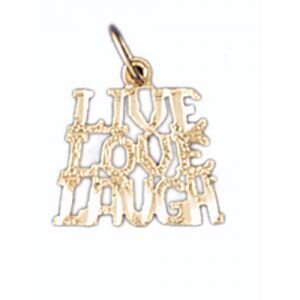Live Love Laugh Pendant Necklace Charm Bracelet in Yellow, White or Rose Gold 10565