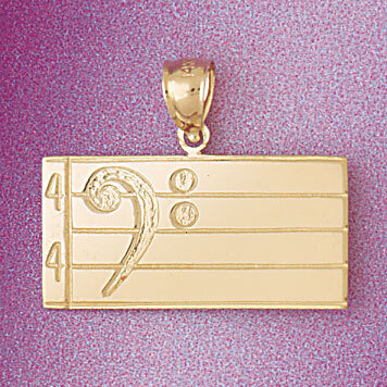 Musical Note Pendant Necklace Charm Bracelet in Yellow, White or Rose Gold 6259