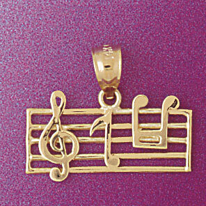 Musical Note Pendant Necklace Charm Bracelet in Yellow, White or Rose Gold 6260