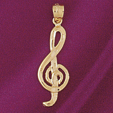 Musical Note Pendant Necklace Charm Bracelet in Yellow, White or Rose Gold 6263