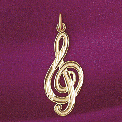 Musical Note Pendant Necklace Charm Bracelet in Yellow, White or Rose Gold 6266
