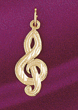 Musical Note Pendant Necklace Charm Bracelet in Yellow, White or Rose Gold 6267