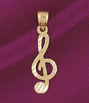Musical Note Pendant Necklace Charm Bracelet in Yellow, White or Rose Gold 6268