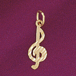 Musical Note Pendant Necklace Charm Bracelet in Yellow, White or Rose Gold 6269