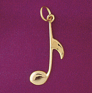 Musical Note Pendant Necklace Charm Bracelet in Yellow, White or Rose Gold 6271