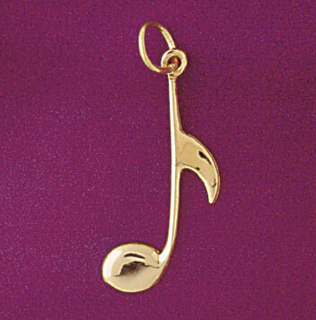 Dazzlers Jewelry Musical Note Pendant Necklace Charm Bracelet in Yellow, White or Rose Gold 6271, M…