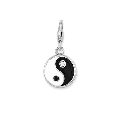 Swarovski Elements Yin and Yang Charm Sterling Silver Enamel QCC1009 by Amore La Vita, MPN: QCC1009…