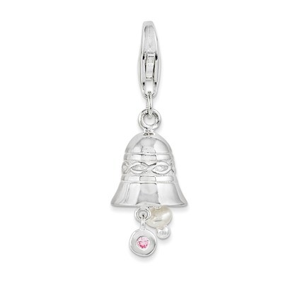 Wedding Bell with Synthetic Diamond and Fresh Water Cultured Pearl Sterling Silver QCC1003 by Amore…