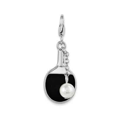 Simulated Pearl Paddle Charm SterlingSilver Enamel QCC1011 by Amore La Vita, MPN: QCC1011, 19110139…