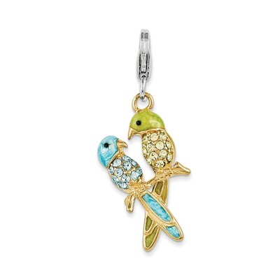 Swarovski Elements Love Birds Charm Sterling Silver Enamel QCC1021 by Amore La Vita, MPN: QCC1021, …