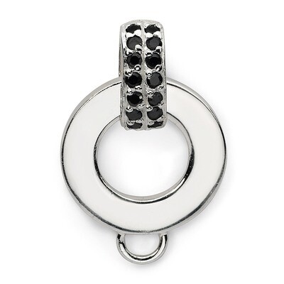 Black and White Synthetic Diamond Charm Holder Pendant Sterling Silver QCC102 by Amore La Vita, MPN…
