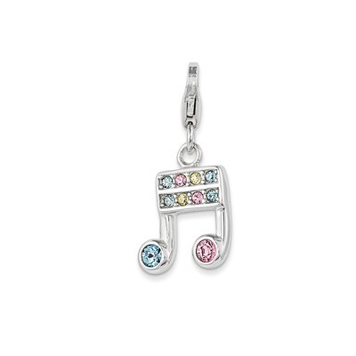 Swarovski Element Music Note Charm Sterling Silver QCC1017 by Amore La Vita, MPN: QCC1017, 19110138…
