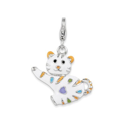 Cat Charm Sterling Silver Enamel QCC1031 by Amore La Vita, MPN: QCC1031, 191101390029