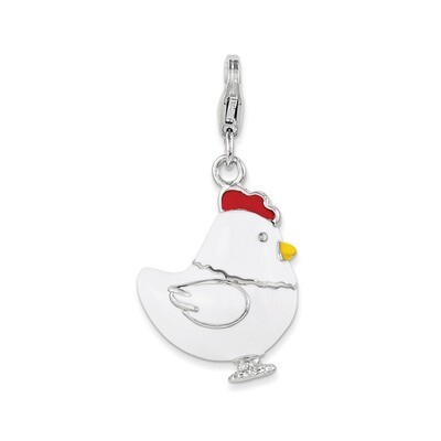 Chicken Charm Sterling Silver Enamel QCC1034 by Amore La Vita, MPN: QCC1034, 191101387906