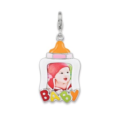 Baby Picture Frame with Lobster Sterling Silver Rhodium Enameled QCC1042 by Amore La Vita, MPN: QCC…
