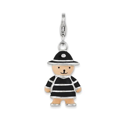Teddy Bear Charm Sterling Silver Enamel QCC1037 by Amore La Vita, MPN: QCC1037, 191101390265