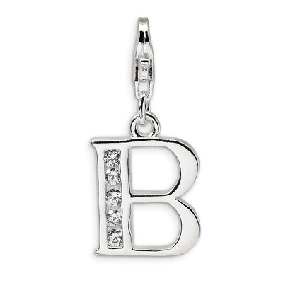 Letter B Charm Sterling Silver Synthetic Diamond QCC104B by Amore La Vita, MPN: QCC104B, 8839573300…