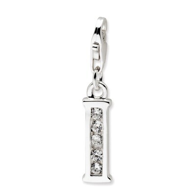 Letter I Charm Sterling Silver Synthetic Diamond QCC104I by Amore La Vita, MPN: QCC104I, 8839573304…