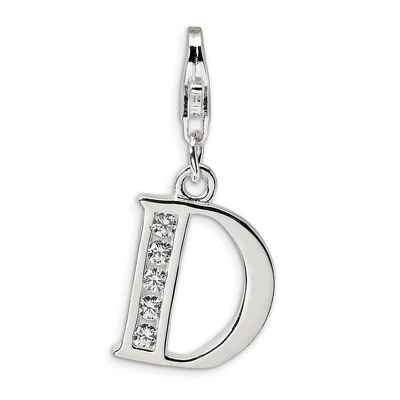 Letter D Charm Sterling Silver Synthetic Diamond QCC104D by Amore La Vita, MPN: QCC104D, 8839573300…