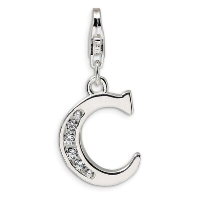 Letter C Charm Sterling Silver Synthetic Diamond QCC104C by Amore La Vita, MPN: QCC104C, 8839573300…