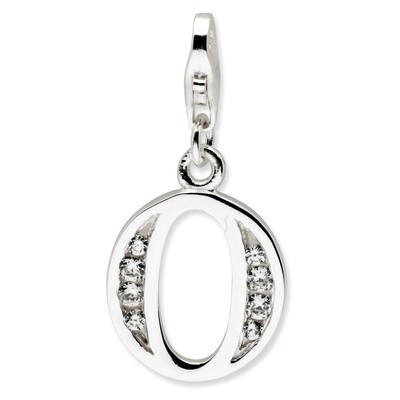Letter O Charm Sterling Silver Synthetic Diamond QCC104O by Amore La Vita, MPN: QCC104O, 8839573305…