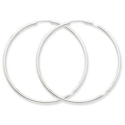 Polished Endless 2mm Hoop Earrings 14k White Gold H999, MPN: H999, 883957900933