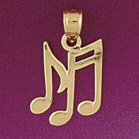 Musical Note Pendant Necklace Charm Bracelet in Yellow, White or Rose Gold 6278