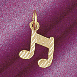 Musical Note Pendant Necklace Charm Bracelet in Yellow, White or Rose Gold 6280