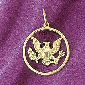 Army Eagle Pendant Necklace Charm Bracelet in Yellow, White or Rose Gold 6281